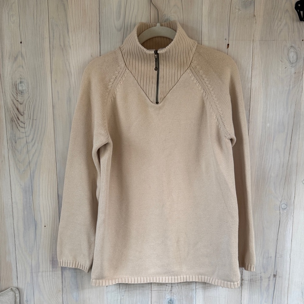 Cotton Zip Up Collar Sweater Size S